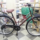 [1623]中古自転車　リサイクル自転車　シティサイクル　ママチャリ　27インチ　外装6段変速　状態良好　ブラウン