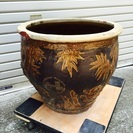 【終了】金魚鉢 水鉢 パンダ柄 陶器製