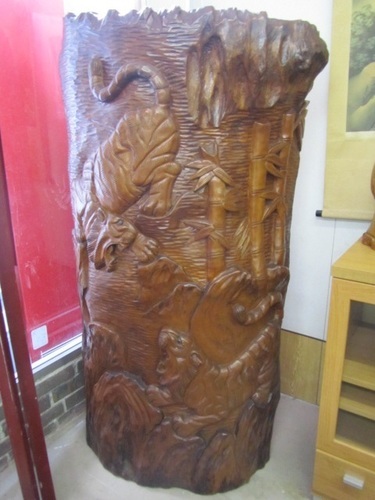 【衝立】ついたて◆彫刻◆木彫り◆飾り◆一枚木◆虎◆高さ150cm