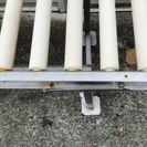 【終了】オークラ輸送機 樹脂コンベア ストッパー付き  3,020 × 460 × 700 台車付き ボルトネジ4個のみ
