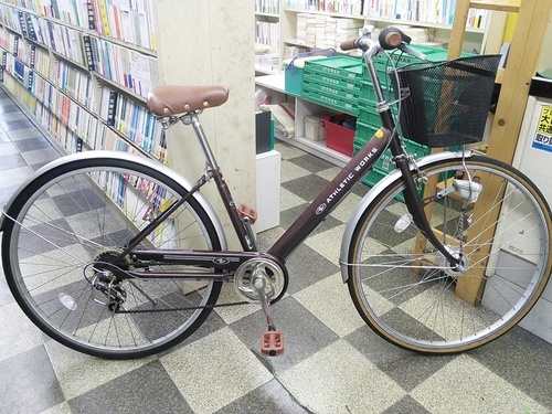 [1922]中古自転車　リサイクル自転車　シティサイクル　27ンチ　外装6段変速　2LEDオートライト　ローラーブレーキ　BAA自転車安全基準適合　ブラウン