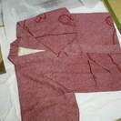 着物の上着（コート風）赤の絞り