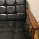 カリモク60kチェア 2シーターソファ 皮黒