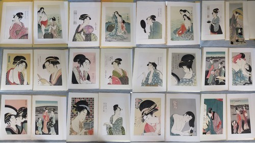 値下げ　喜多川歌麿　歌麿版画集芳 木版画 24枚組　版元高見澤 目録付 美品 希少　中古品　お宝フリーマーケット　おー縁ネットショップ