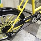 [2297]中古自転車　リサイクル自転車　ミニベロ　小径車　20インチ　外装6段変速　前カゴ・ライト付　状態良好　イエロー