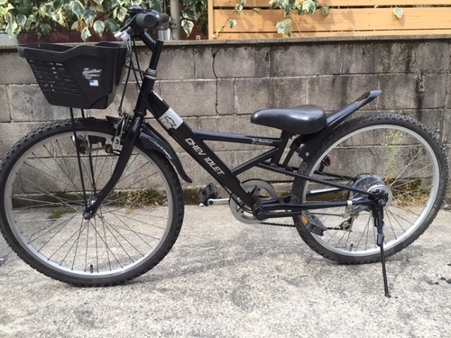 売り切れました。ありがとうございました。Jr ＭＴＢ 2４インチ子供自転車　シボレー　カラー黒 ライト 前カゴ カギ付き 6段変速 鹿児島市