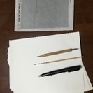 漫画の原稿用紙20枚、スクリーントーン、使い捨て万年筆、ペン先