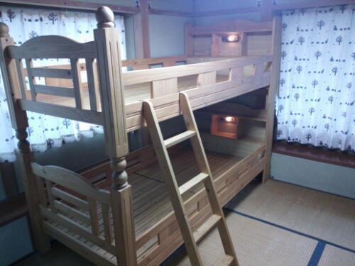 木製二段ベッド　宮ライト付き