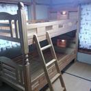 木製二段ベッド　宮ライト付き　