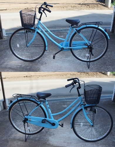 【美品】 学校指定通学自転車 ２６インチ 水色 リビルド自転車