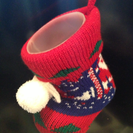 クリスマスブーツ（ニット）直径約8cmで、小さな物が、入ります。