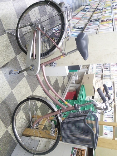 [2449]中古自転車　リサイクル自転車　ブリヂストン　シティサイクル　ママチャリ　24インチ　内装3段変速　LEDライト　ハンドルロック　ローズ