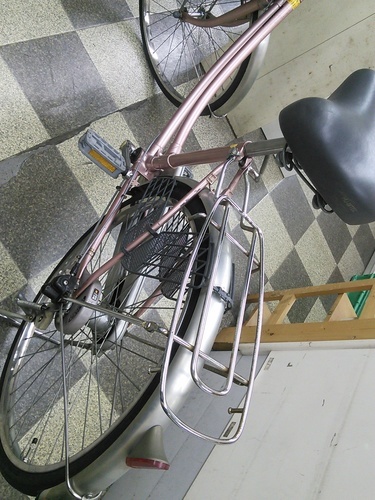[2449]中古自転車　リサイクル自転車　ブリヂストン　シティサイクル　ママチャリ　24インチ　内装3段変速　LEDライト　ハンドルロック　ローズ