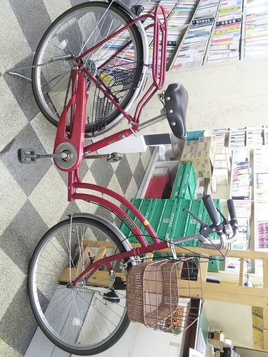[2629]中古自転車　リサイクル自転車　シキシマ　シティサイクル　26インチ　シングル　リモートレバーライト　BAA自転車安全基準適合　レッド