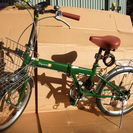折りたたみ自転車２０インチ６速ギア付、色モスグリーン