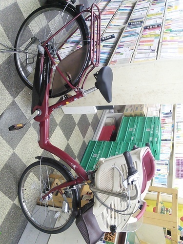 [2649]ブリヂストン　アンジェリーノ　子供乗せ自転車　26×22インチ　内装3段変速　オートライト　アルミフレーム　リモートレバーハンドルロック　ローラーブレーキ　BAA自転車安全基準適合　レッド