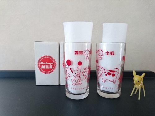 昭和レトロ*森永ホモ牛乳グラス*コップ*二個セット