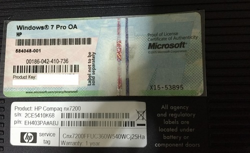 (取引成立)Windows7Pro Microsoft Office2010インストール hp nx7200