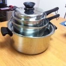 (値下げしました！）アムウェイ　クィーン・クックウェアセット　（中古）但し、ハンドルは、すべて新品のものに取り換えてあります。記述一部訂正　　