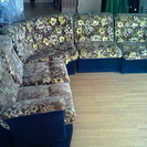 昭和レトロな黄色の花柄のソファー　５点