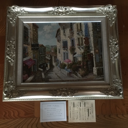 真作未使用 ロベルトジェノビッシィ 風景画 イタリア 油彩/油絵