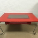 【赤色、収納あり】折りたたみ式ローテーブル