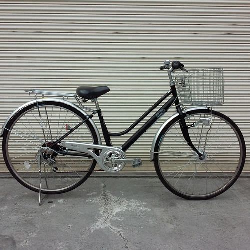 激安！美品☆中古自転車/トンボ/２７”/ノーパンクタイヤ/LEDオートライト/外装６段/ブラック