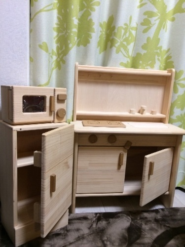 木製ままごとキッチン3点セット