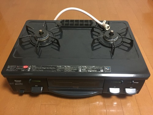 【中古】2口ガスコンロ 都市ガス Rinnai KGE61BL