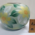 【九谷焼】吉臣造◆花器◆花瓶◆花入れ◆壺◆緑/グリーン