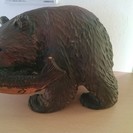 木彫り 熊 鮭くわえ 置物 木製 北海道 民芸品 