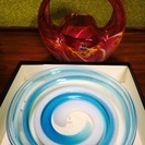 マルティガラス 新品 皿、花瓶(使用)
