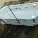 【オシャレ】ガラス製品　ブラック調　2段　センターテーブル