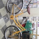 [2639]中古自転車　リサイクル自転車　シティサイクル　ママチャリ　26インチ　シングル　LEDオートライト　オレンジ