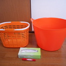 洗濯かご（ランドリーバスケット）２個セット　オレンジ色
