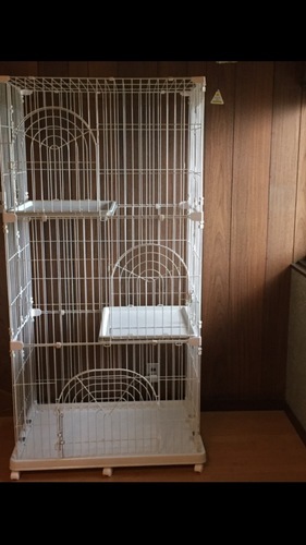猫用　ペットケージホワイト3段  PEC-903W