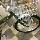 [2877]折りたたみ自転車　20インチ　外装6段変速　前カゴ・ライト付　グリーン