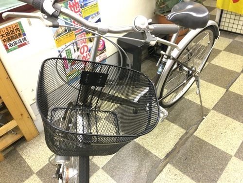 程度極上 特大カゴ 26インチシティーサイクル 中古 グリーン 切替つき