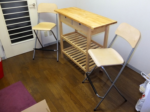 IKEA FRANKLIN バースツール 背もたれ付き 折りたたみ式, バーチ材突き