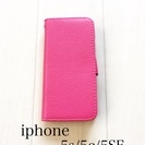 【新品】iphone 5s/5c/5SE 手帳型カバー ピンク