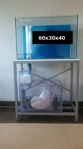 オーバーフロー水槽　水槽台　濾過槽　ポンプ　濾材　4/20追記:ヒーター・サーモ付属