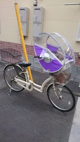 【交渉中】子ども前乗せ自転車(レインカバー、後ろカゴ付き)