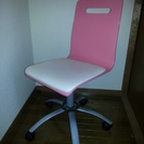 回転キャスター付きデスク用チェア 椅子 ピンク 高さ調節可能