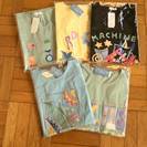 Tシャツ フリーサイズ(アップリケ模様の色柄違い ５枚セット）