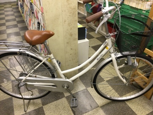 [2465]中古自転車　リサイクル自転車　マルキン　シティサイクル　26インチ　内装3段変速　タイヤ新品　ホワイト