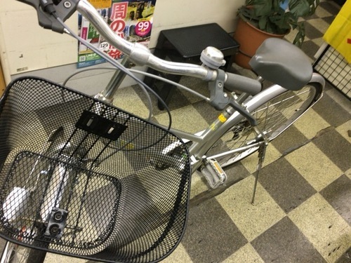 [3143]中古自転車　リサイクル自転車　シティサイクル　27インチ　外装6段変速　オートライト　シルバー