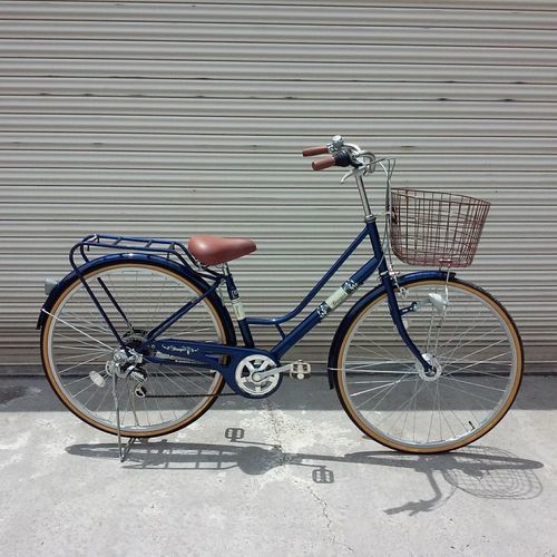 超美品☆中古自転車/ブルージュ 2７インチ 6段変速 オートライト /ネイビー