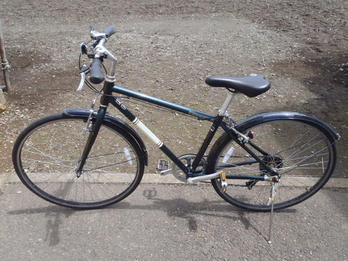 終了　武田産業　クロスバイク　700C　6段ギヤ　カギ新品　LEDライト付　中古自転車　029