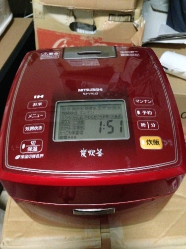 【美品】三菱 IH ジャー炊飯器 5.5合 1.0L 炭炊釜 家庭用 ルビーレッド