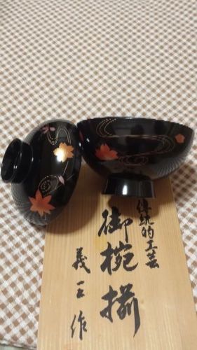 未使用蓋付き高台椀(柄立田川)5個入り